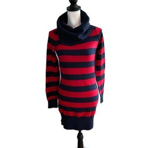 French Connection Striped Cowl-necked Dress | Size Small